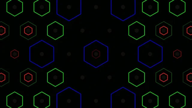 Neon hexagon grid 4K motion background for broadcast and video editing
