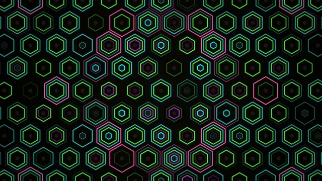 Neon hexagon grid 4K motion background for broadcast and video production