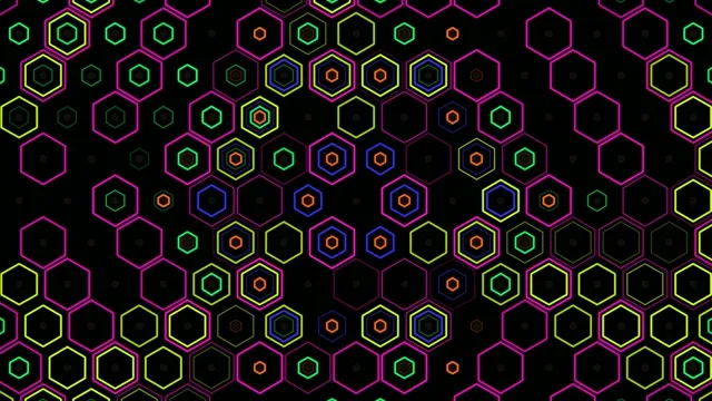 Neon hexagon grid 4K UHD motion background for broadcast and streaming