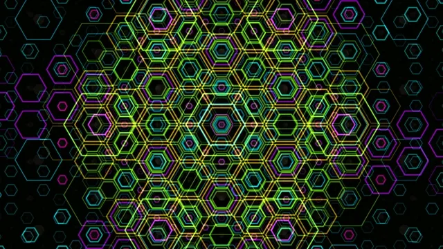 Neon hexagon grid 4K UHD motion background for broadcast and streaming