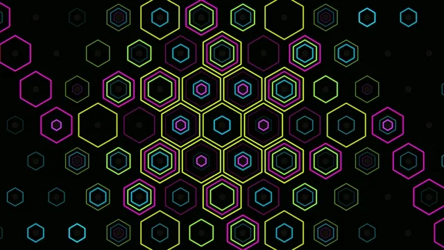 Neon hexagon grid 4K UHD motion background for broadcast and video production