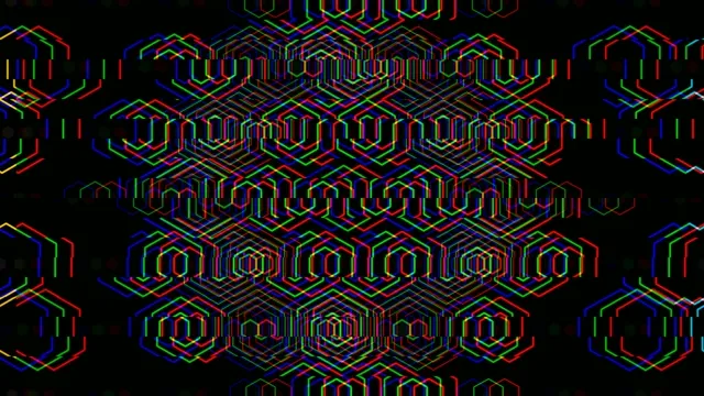 Neon hexagon grid 4K UHD motion background for broadcast and video
