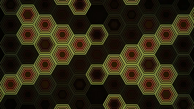 Neon hexagon grid 4K UHD motion background for broadcast