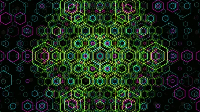 Neon hexagon grid 4K UHD motion background loop