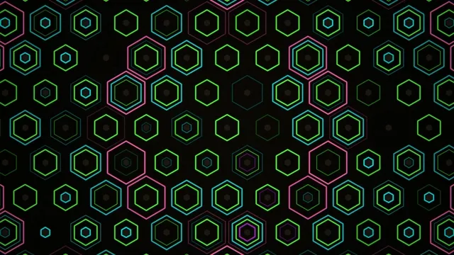 Neon hexagon grid 4K UHD widescreen motion background loop