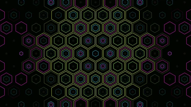 Neon Hexagon Grid Abstract Background 4K