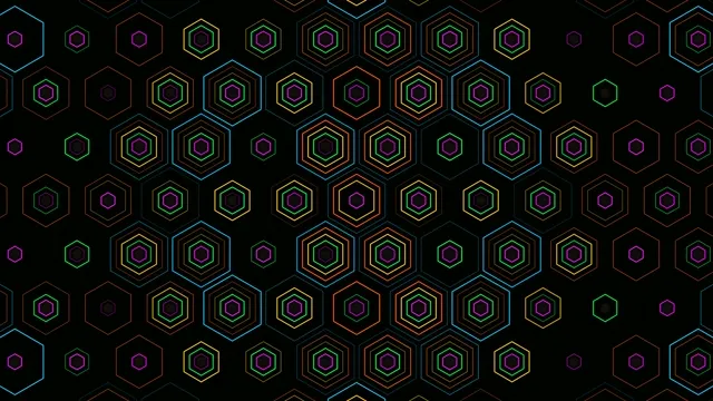 Neon Hexagon Grid Abstract Background 4K