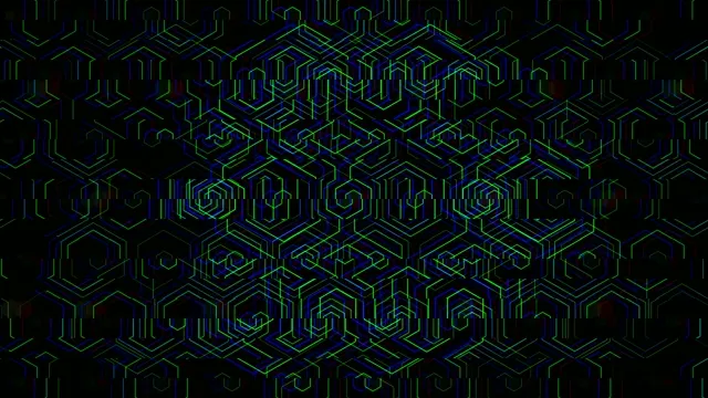 Neon Hexagon Grid Abstract Digital Background