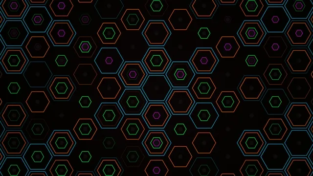 Neon Hexagon Grid Abstract Motion Background