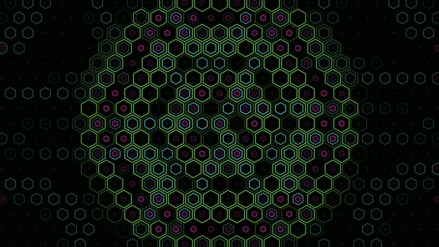 Neon Hexagon Grid Abstract Motion Background