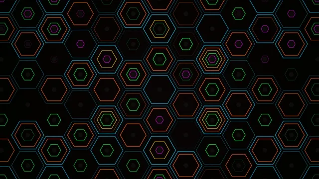 Neon Hexagon Grid Animation 4K