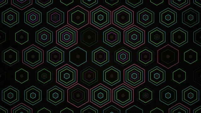 Neon Hexagon Grid Animation 4K Loop Background