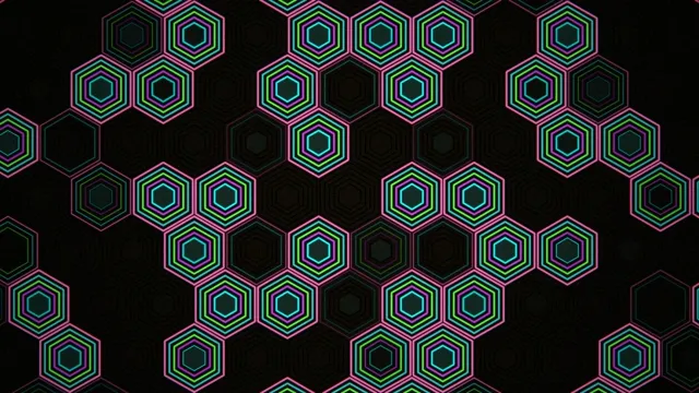 Neon Hexagon Grid Animation - 4K UHD