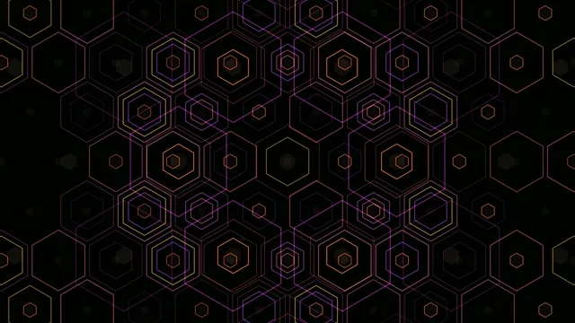 Neon Hexagon Grid Animation 4K Ultra HD