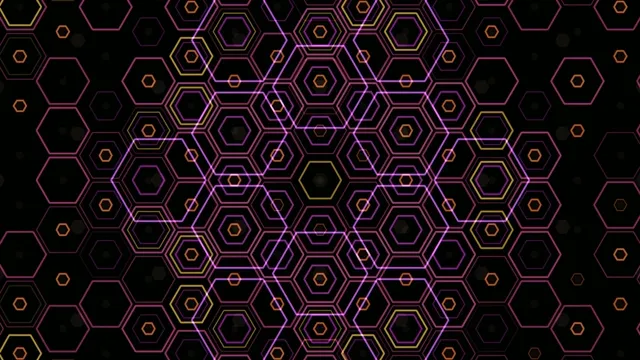 Neon Hexagon Grid Animation 4K Ultra HD