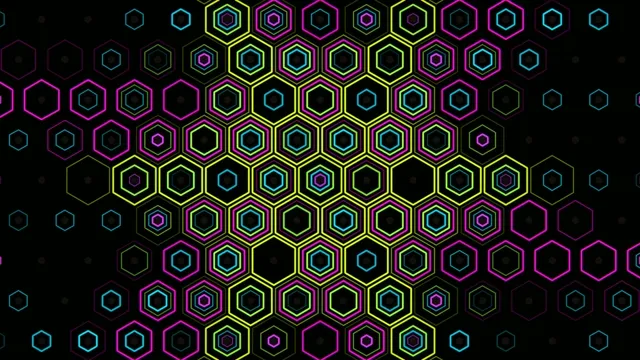 Neon Hexagon Grid Animation 4K Ultra HD