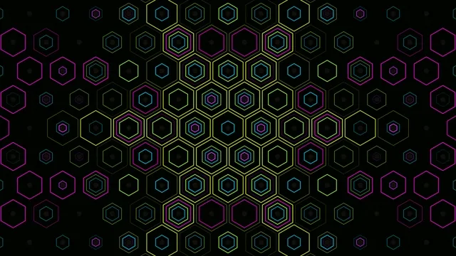 Neon Hexagon Grid Animation - Abstract Tech Background