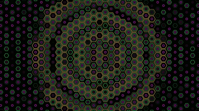 Neon Hexagon Grid Animation on Dark Background