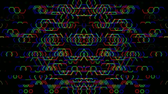 Neon Hexagon Grid Digital Abstract Background