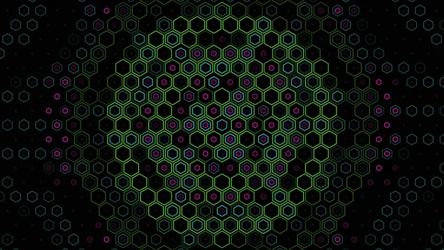 Neon Hexagon Grid Digital Background Animation