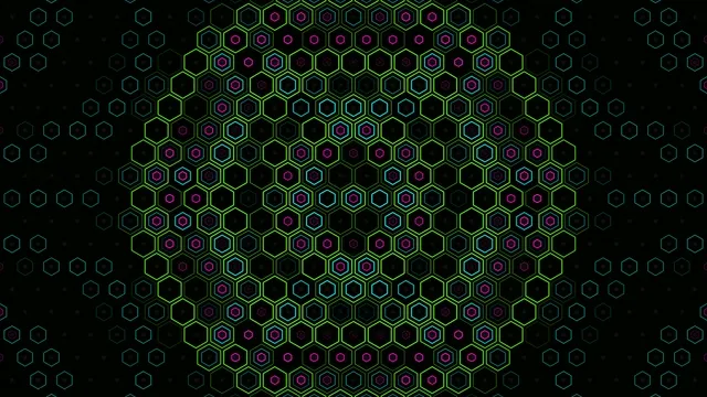 Neon Hexagon Grid Digital Tech Background