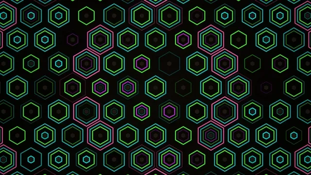 Neon hexagon grid motion background 4K UHD widescreen