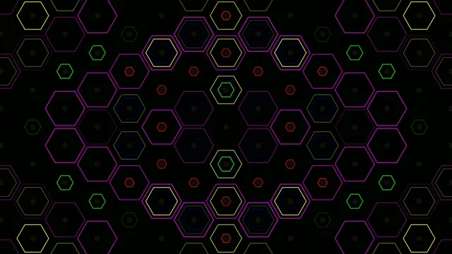 Neon Hexagon Grid Motion Graphics Background