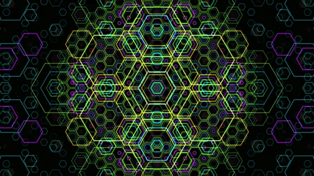 Neon Hexagon Grid Network Animation 4K