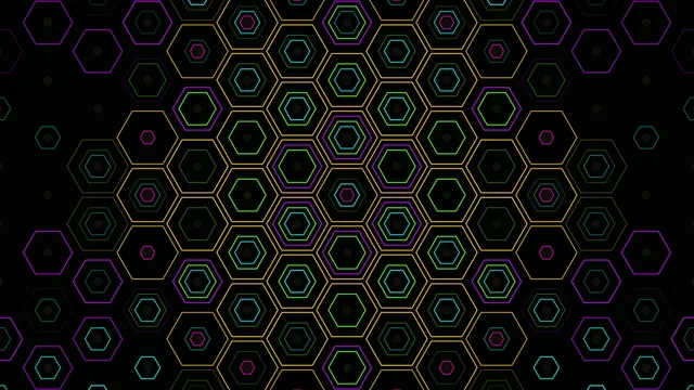 Neon Hexagon Grid Pattern - 4K Abstract Background