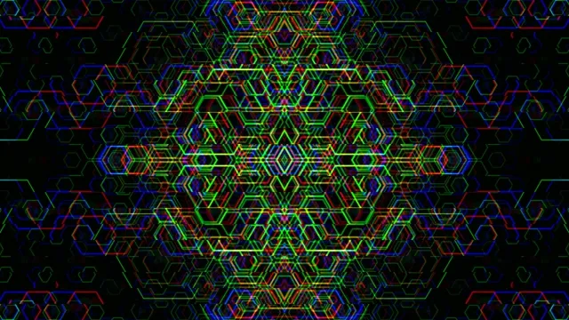 Neon hexagon kaleidoscope 4K UHD VJ loop background