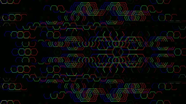 Neon Hexagon Matrix Animation on Black Background