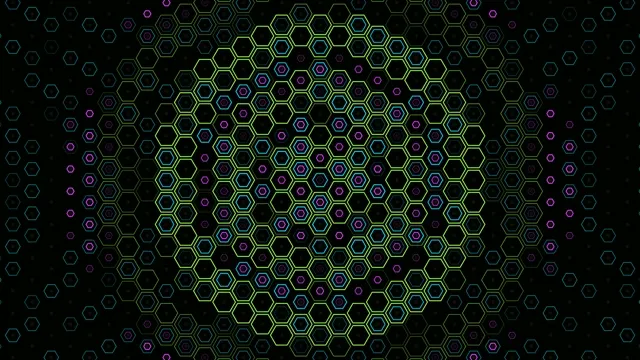 Neon Hexagon Network Animation 4K