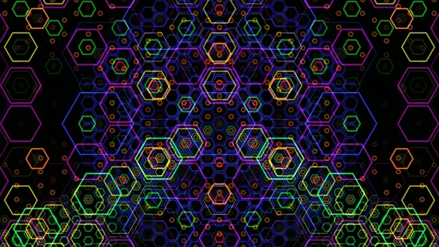 Neon hexagon network motion background 4K ultra HD