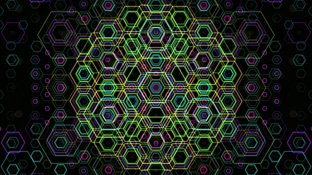Neon Hexagon Pattern - 4K Animated Geometric Background