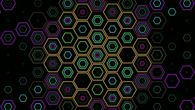 Neon hexagon pattern 4K UHD animated background loop