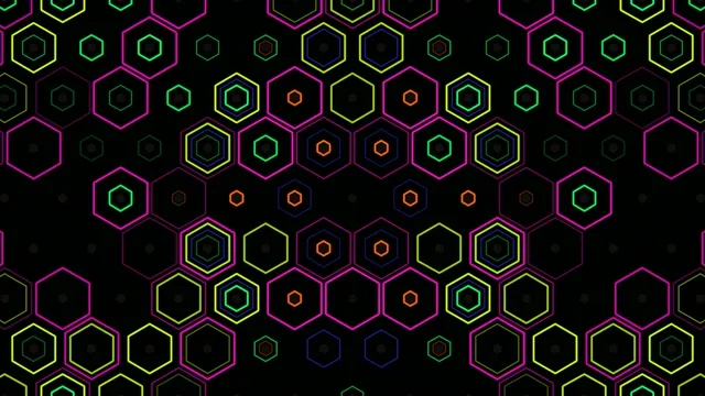Neon hexagon pattern 4K UHD motion background for broadcast and video editing