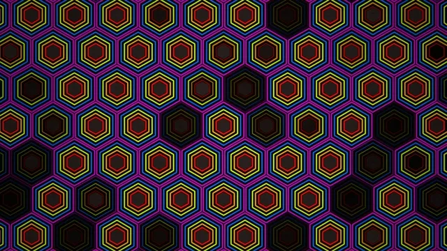 Neon hexagon pattern 4K UHD widescreen background loop