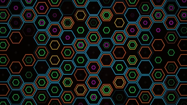 Neon hexagon pattern 4K UHD widescreen motion background loop