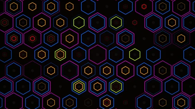Neon hexagon pattern 4K UHD widescreen motion background loop