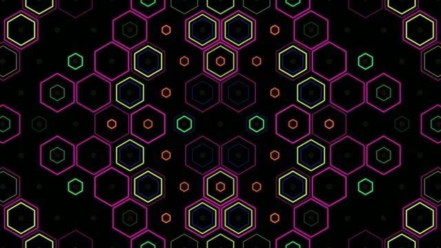 Neon hexagon pattern 4K UHD widescreen motion background loop