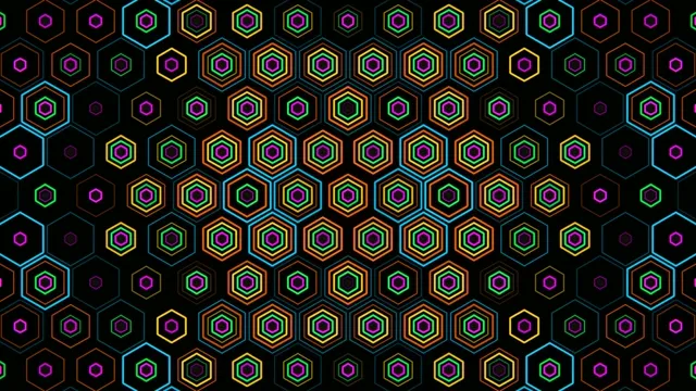 Neon hexagon pattern 4K ultra HD motion background for broadcast