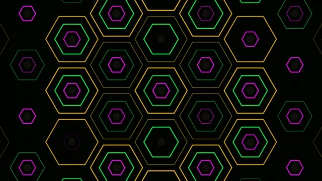 Neon hexagon pattern 4K ultra HD motion background loop