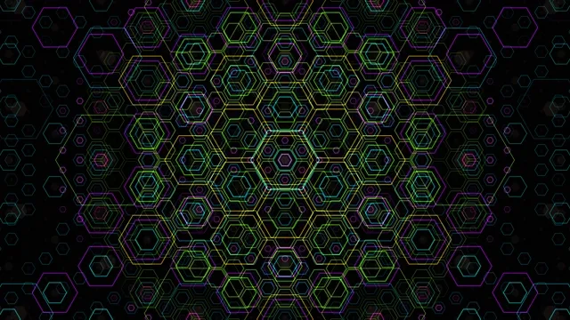 Neon Hexagon Pattern Abstract Motion Background