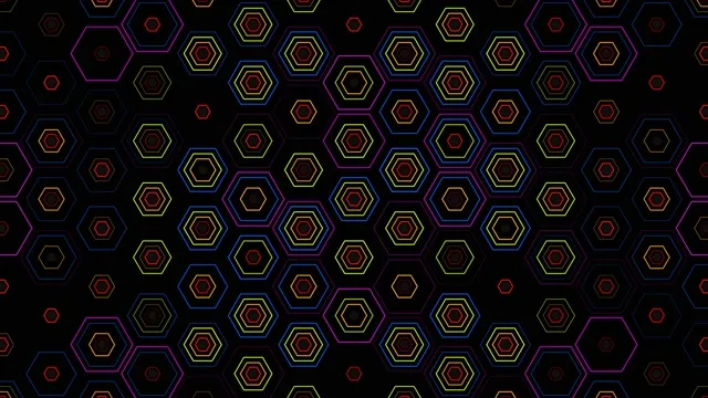 Neon Hexagon Pattern Animated Loop 4K