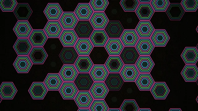 Neon Hexagon Pattern Animation - 4K Loop