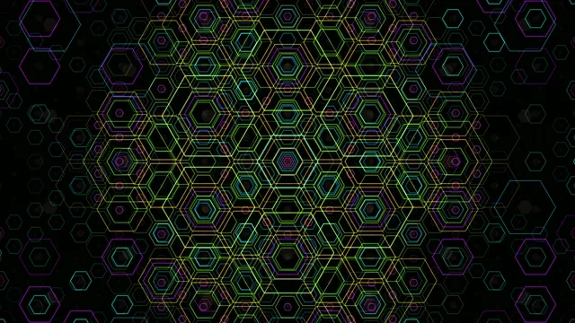 Neon Hexagon Pattern Digital Background Loop