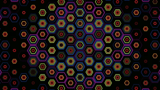 Neon Hexagon Pattern Motion Graphics 4K