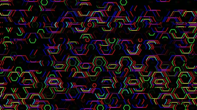 Neon hexagon tech loop 4K UHD widescreen motion background
