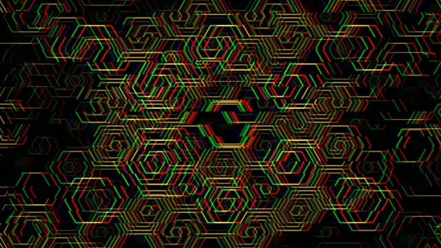 Neon hexagon tech motion background 4K UHD for broadcast and streaming