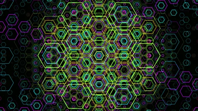 Neon hexagon tech motion background 4K UHD widescreen loop